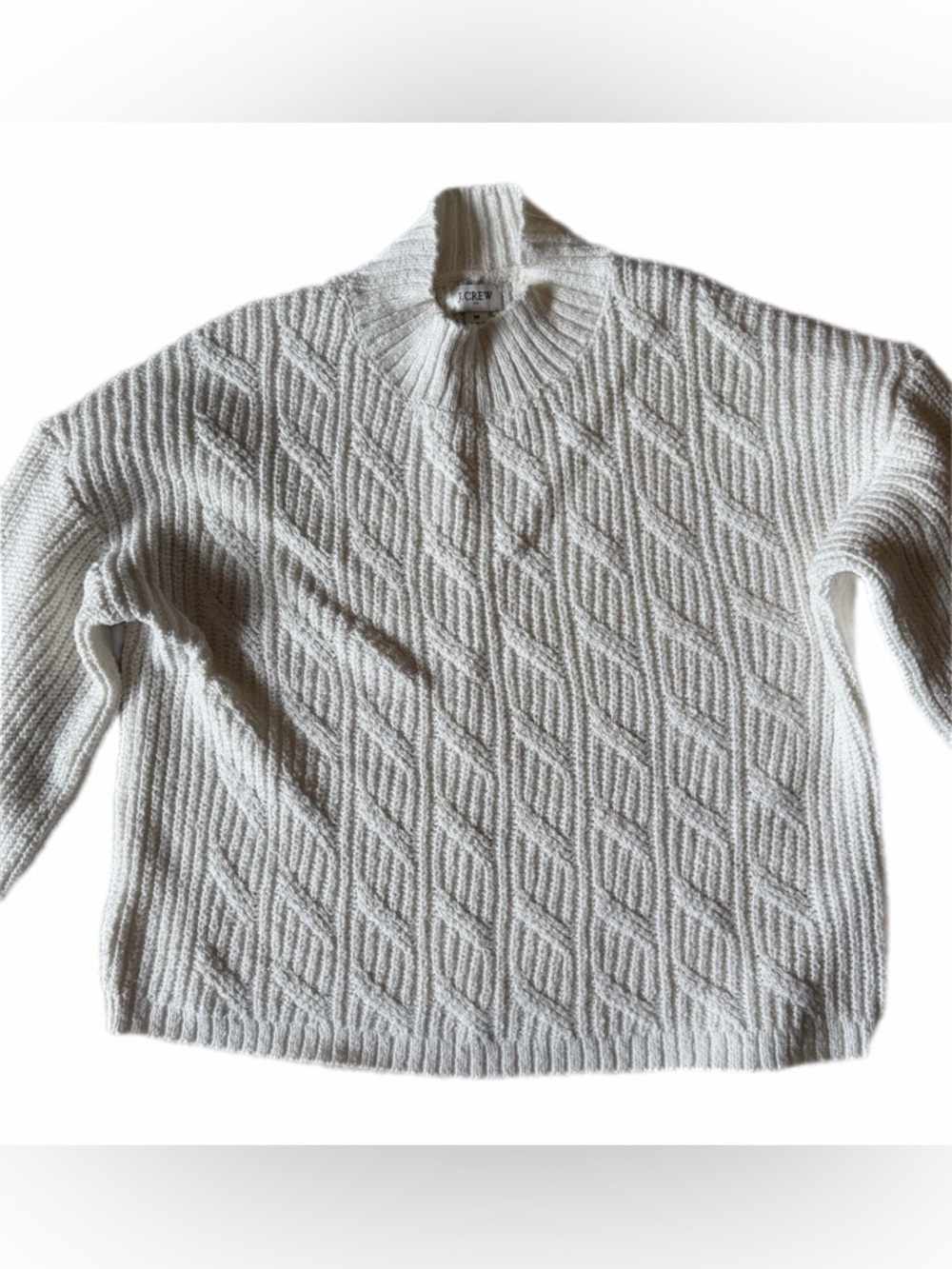 J Crew Women's Cream Cable Knit Sweater Medium - Picture 6 of 12